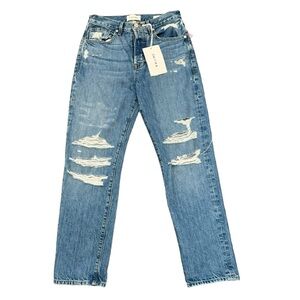 FRAME Jeans Pure Le Original Straight High Rise Distressed Jeans Button Fly 25